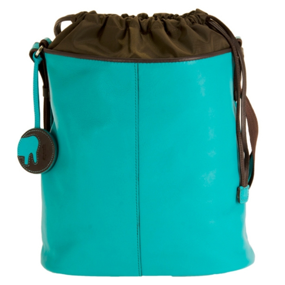 Sabina Turquoise Leather Duffle Handbag